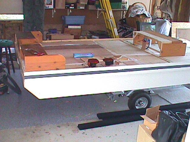 Partial completion of foam boat from plans